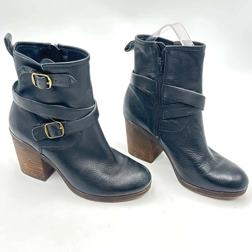 Lucky Brand Orenzo Black Leather Moto Booties - SIZE 8.5
